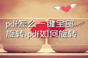 pdf怎么一键全部旋转（pdf如何旋转）