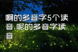 啊的多音字5个读音（呢的多音字读音）