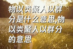 物以类聚人以群分是什么意思（物以类聚人以群分的意思）