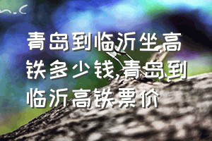 青岛到临沂坐高铁多少钱（青岛到临沂高铁票价）