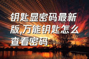 钥匙显密码最新版（万能钥匙怎么查看密码）