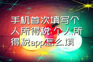 手机首次填写个人所得税（个人所得税app怎么填）