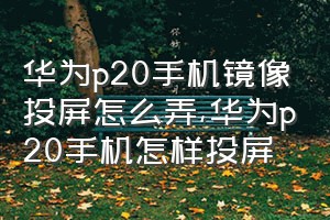 华为p20手机镜像投屏怎么弄（华为p20手机怎样投屏）