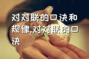 对对联的口诀和规律（对对联的口诀）