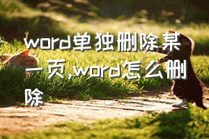 word单独删除某一页（word怎么删除）