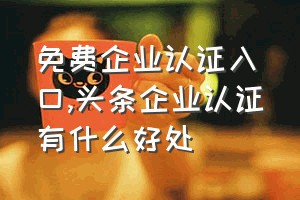 免费企业认证入口（头条企业认证有什么好处）