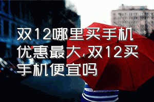 双12哪里买手机优惠最大（双12买手机便宜吗）