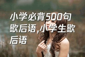 小学必背500句歇后语（小学生歇后语）