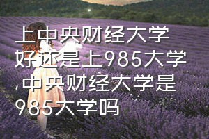 上中央财经大学好还是上985大学（中央财经大学是985大学吗）