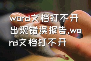 word文档打不开出现错误报告（word文档打不开）