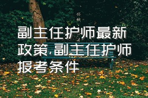 副主任护师最新政策（副主任护师报考条件）