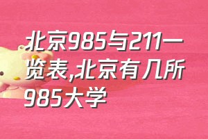 北京985与211一览表（北京有几所985大学）