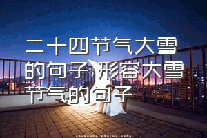 二十四节气大雪的句子（形容大雪节气的句子）