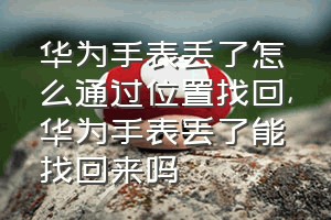 华为手表丢了怎么通过位置找回（华为手表丢了能找回来吗）