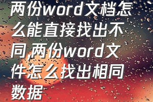 两份word文档怎么能直接找出不同（两份word文件怎么找出相同数据）