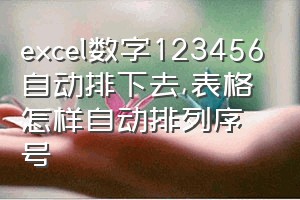 excel数字123456自动排下去（表格怎样自动排列序号）