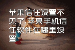 苹果信任设置不见了（苹果手机信任软件在哪里设置）