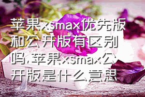 苹果xsmax优先版和公开版有区别吗（苹果xsmax公开版是什么意思）