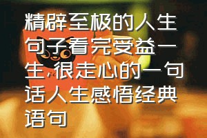 精辟至极的人生句子看完受益一生（很走心的一句话人生感悟经典语句）