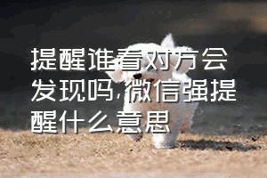 提醒谁看对方会发现吗（微信强提醒什么意思）