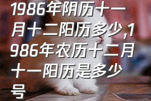 1986年阴历十一月十二阳历多少（1986年农历十二月十一阳历是多少号）