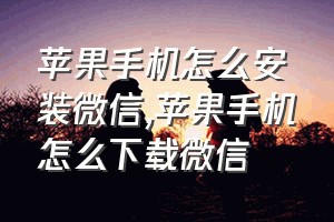 苹果手机怎么安装微信（苹果手机怎么下载微信）