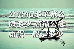 公寓40多平米公摊多少（商铺公摊面积一般是多少）