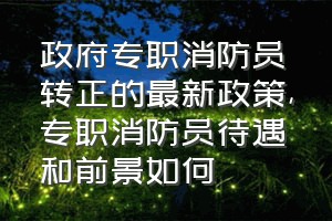 政府专职消防员转正的最新政策（专职消防员待遇和前景如何）