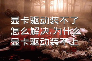 显卡驱动装不了怎么解决（为什么显卡驱动装不上）