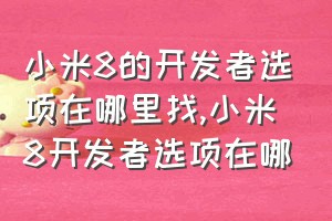 小米8的开发者选项在哪里找（小米8开发者选项在哪）