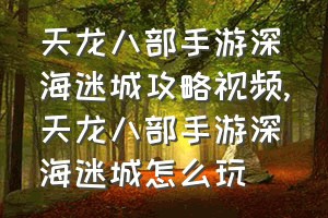 天龙八部手游深海迷城攻略视频（天龙八部手游深海迷城怎么玩）