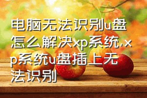 电脑无法识别u盘怎么解决xp系统（xp系统u盘插上无法识别）