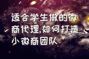 适合学生做的微商代理（如何打造小微商团队）