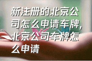 新注册的北京公司怎么申请车牌（北京公司车牌怎么申请）