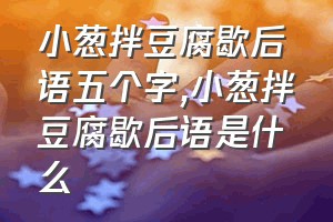 小葱拌豆腐歇后语五个字（小葱拌豆腐歇后语是什么）