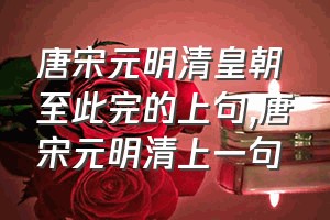 唐宋元明清皇朝至此完的上句（唐宋元明清上一句）