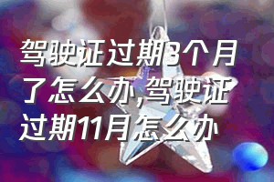 驾驶证过期3个月了怎么办（驾驶证过期11月怎么办）