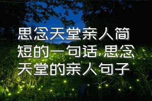 思念天堂亲人简短的一句话（思念天堂的亲人句子）