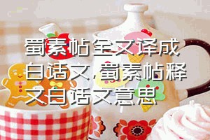 蜀素帖全文译成白话文（蜀素帖释文白话文意思）