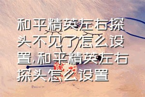 和平精英左右探头不见了怎么设置（和平精英左右探头怎么设置）