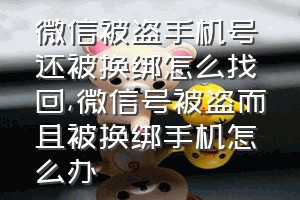 微信被盗手机号还被换绑怎么找回（微信号被盗而且被换绑手机怎么办）