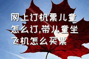 网上订机票儿童怎么订（带儿童坐飞机怎么买票）