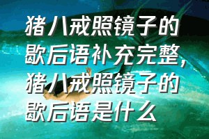 猪八戒照镜子的歇后语补充完整（猪八戒照镜子的歇后语是什么）