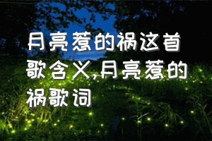 月亮惹的祸这首歌含义（月亮惹的祸歌词）