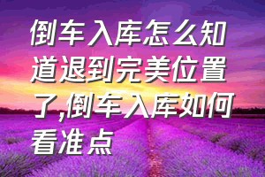 倒车入库怎么知道退到完美位置了（倒车入库如何看准点）