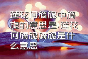 莲花何旖旎中旖旎的意思是（莲花何旖旎旖旎是什么意思）