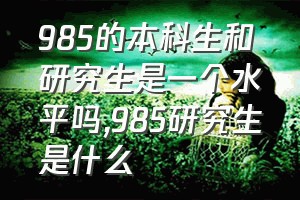 985的本科生和研究生是一个水平吗（985研究生是什么）