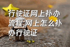 行驶证网上补办流程（网上怎么补办行驶证）