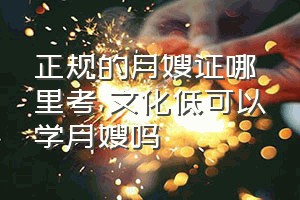 正规的月嫂证哪里考（文化低可以学月嫂吗）