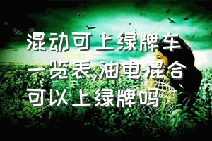 混动可上绿牌车一览表（油电混合可以上绿牌吗）